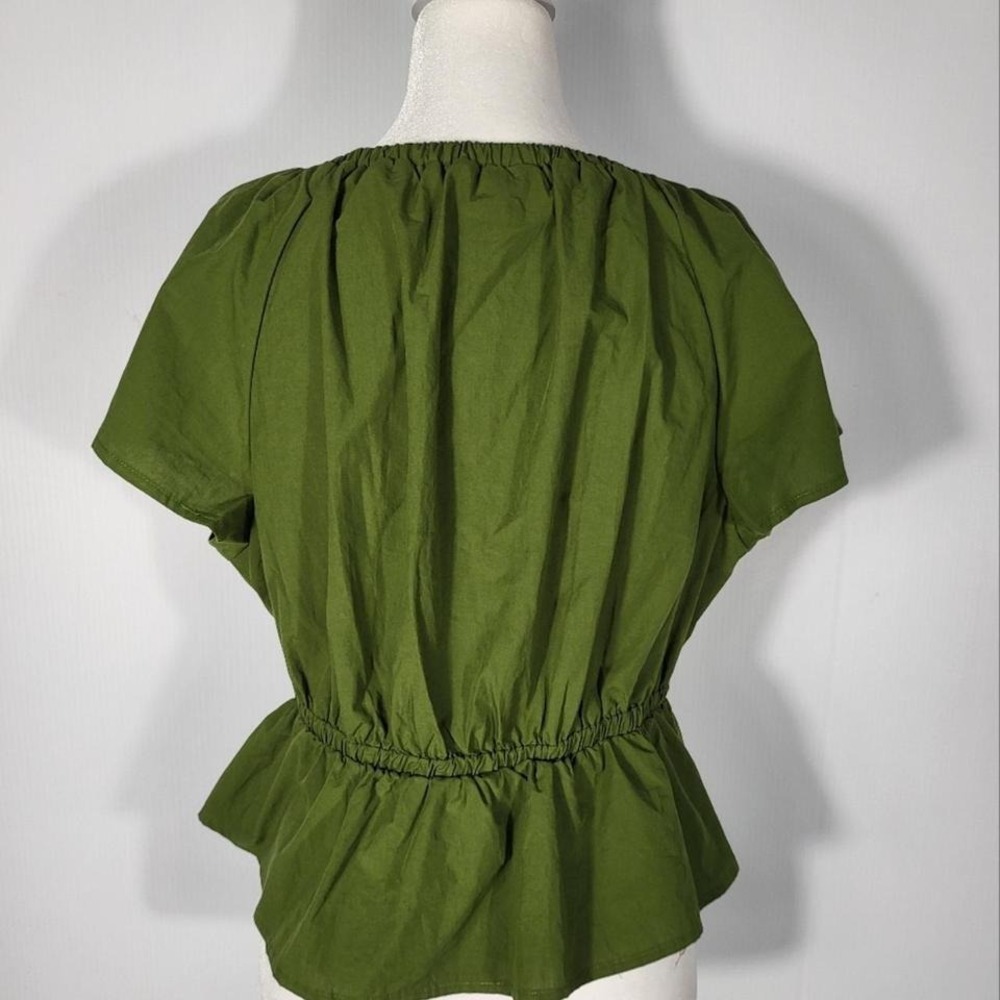 Universal Thread Women's Flutter Short Sleeve Blouse InGreen Ruffled Women's Top - Picture 3 of 8